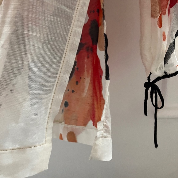 NEW SHAN ABSTRACT FLORAL Linen Beach Tunic - Picture 6 of 11